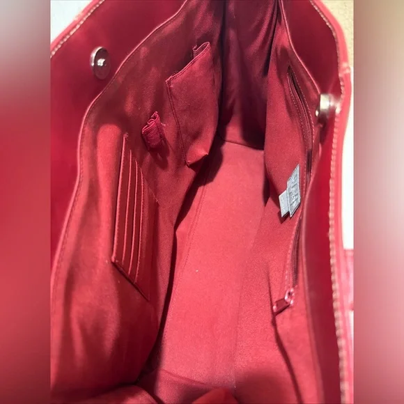 Vintage Wilson’s Leather Red Shoulder Tote Bag Women’s Laptop Bag Multi-Pockets - Picture 7 of 11